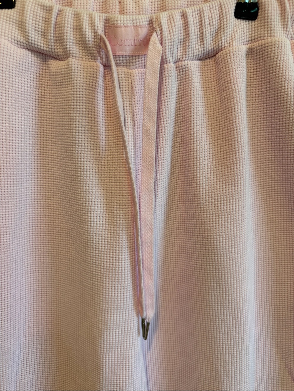 Comfrt Large Light / Baby Pink Waffle Knit Wide Leg Sweatpants - Picture 3 of 8